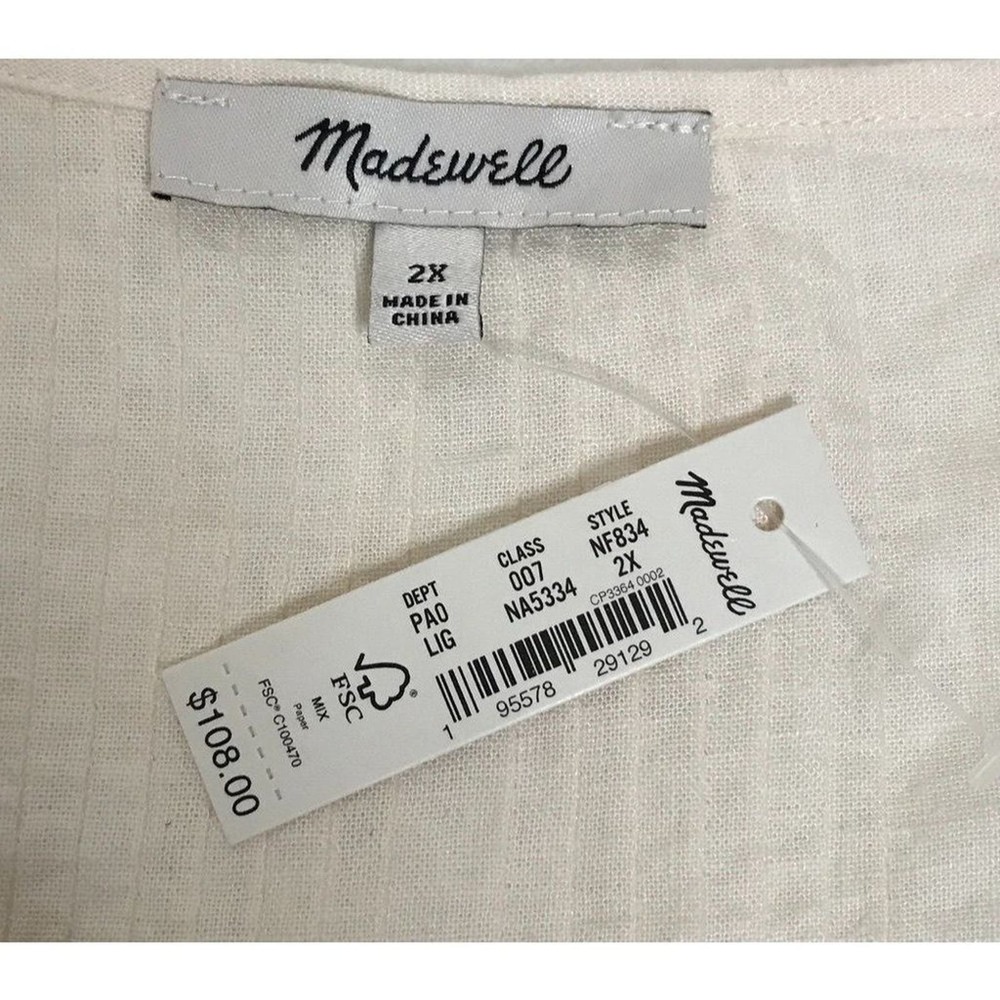 New Madewell Linen-Blend Pintuck Peasant Top XXL (FLAW-SeePhotos) - Picture 4 of 10